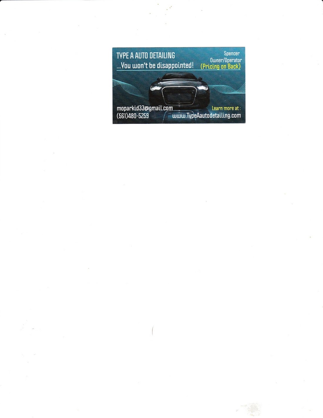 Type "A" Auto Detailing & Hand Car Wash in Palm Beach Gardens